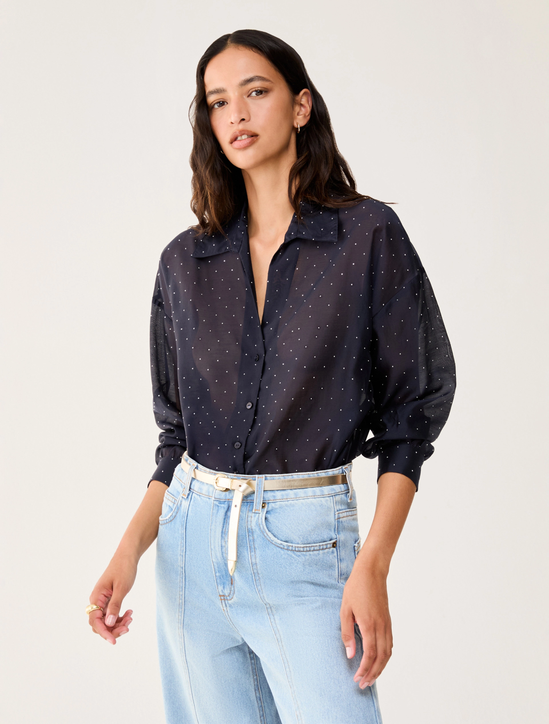 Camicia in voile con strass