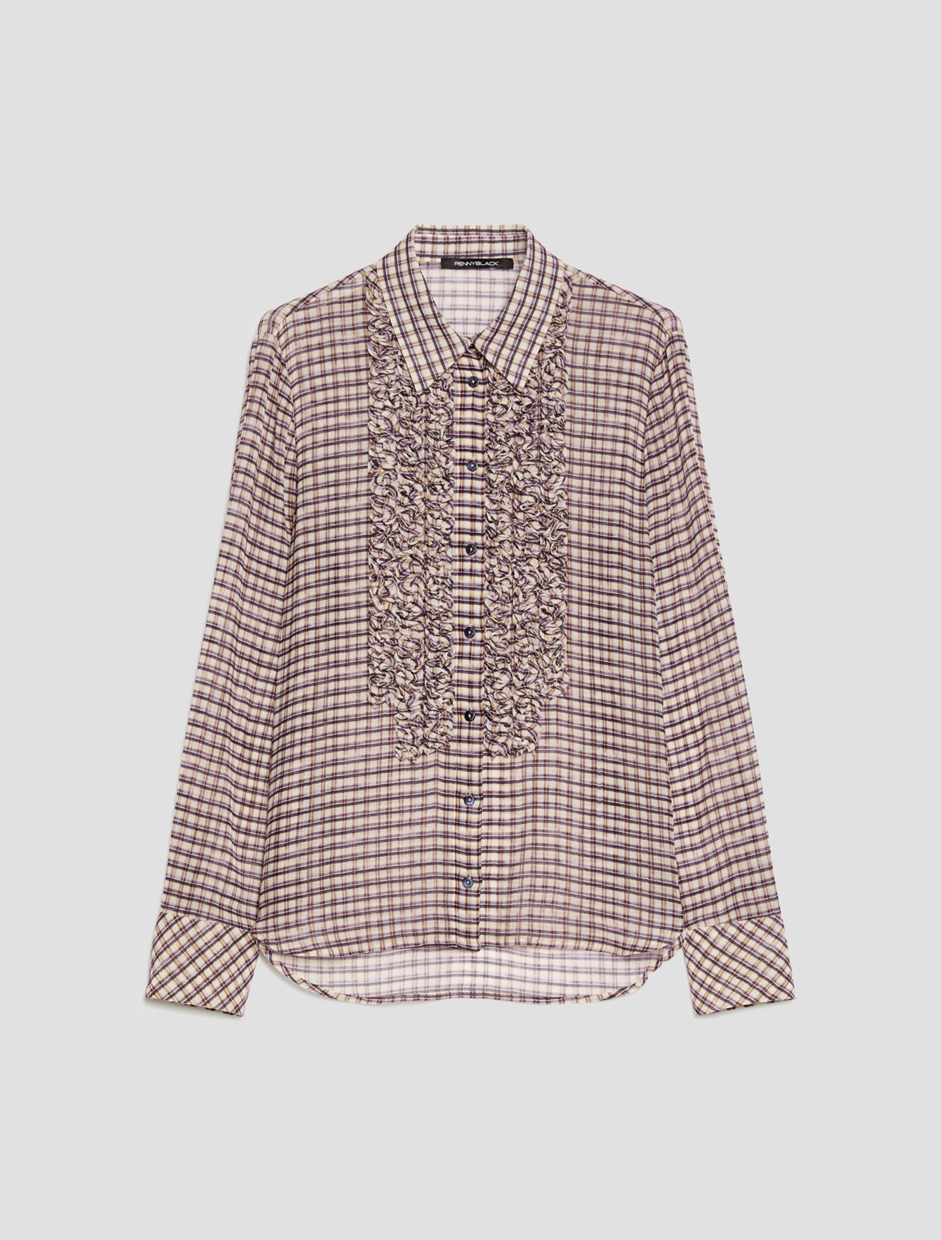 Camicia in crépon con ruches