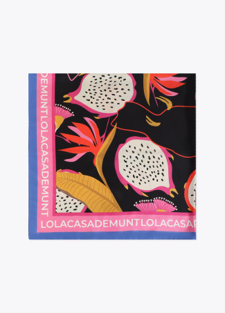 Foulard di raso con stampa tropicale