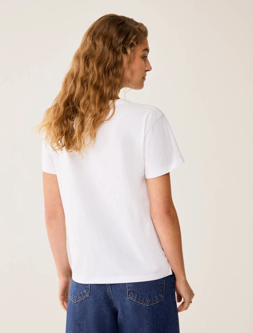 T-shirt con stampa e strass