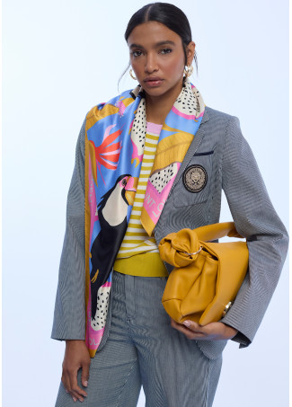Foulard di raso con stampa tropicale