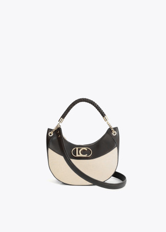 Hobo effetto pelle e tela bicolore