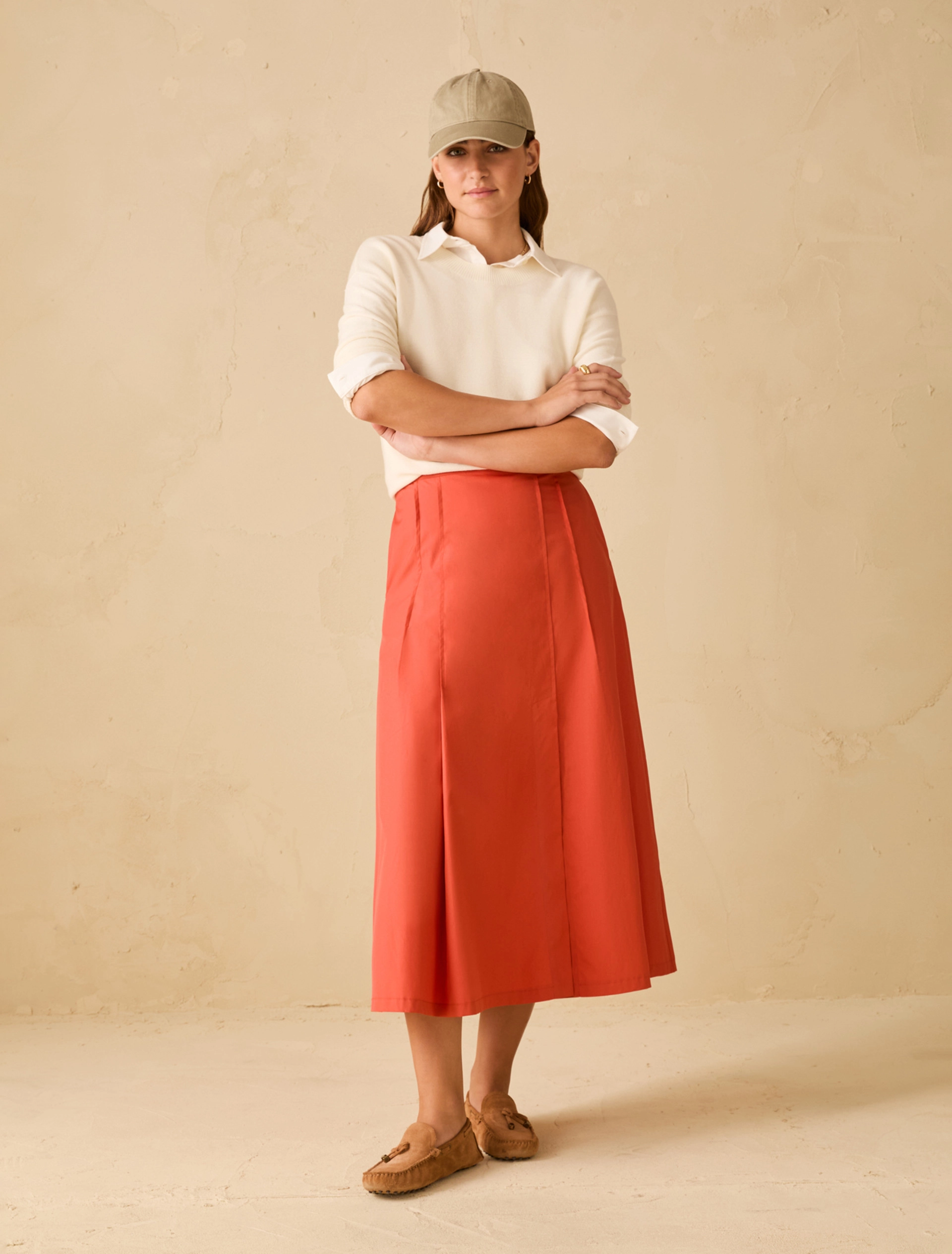 Gonna midi in popeline