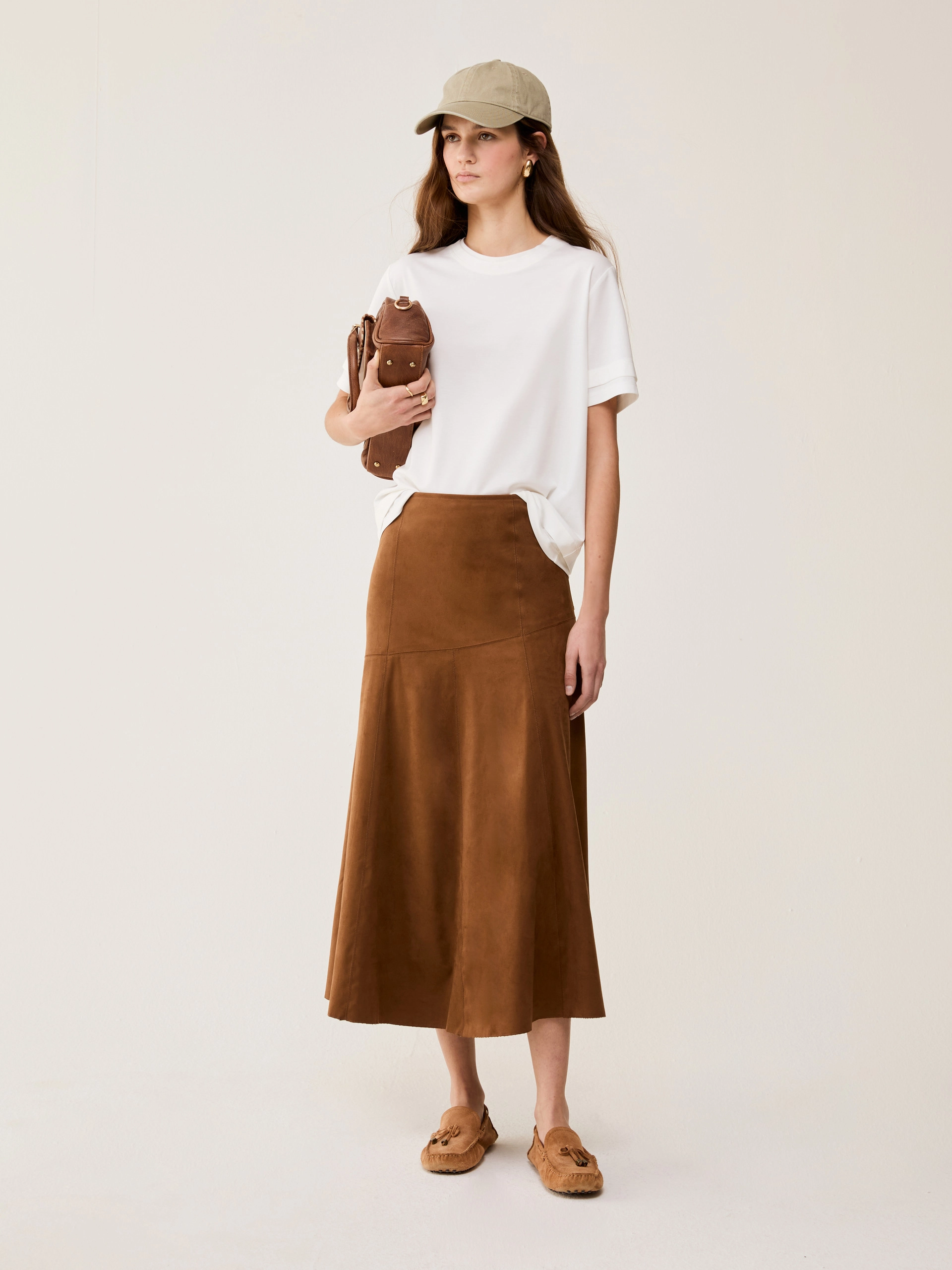 Gonna midi in jersey vellutato