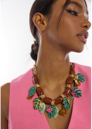 Collana corta con ciondoli tropicali