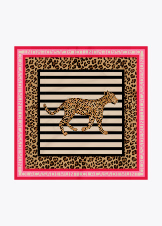 Sciarpa di raso con strisce e stampa animale