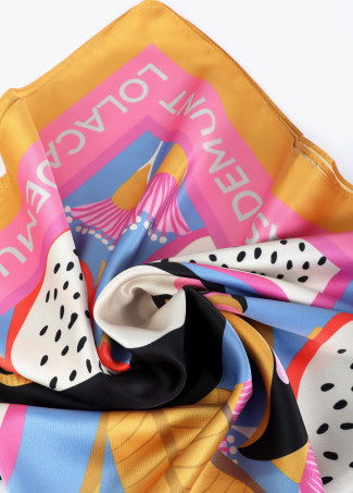 Foulard di raso con stampa tropicale