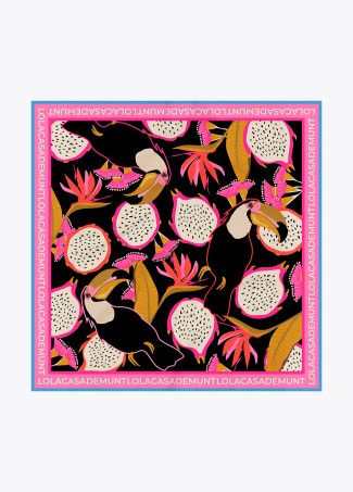Foulard di raso con stampa tropicale
