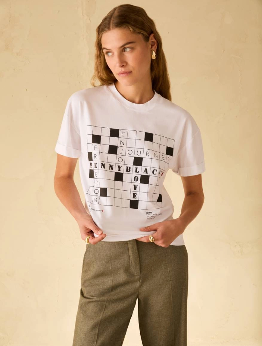 T-shirt con stampa e strass