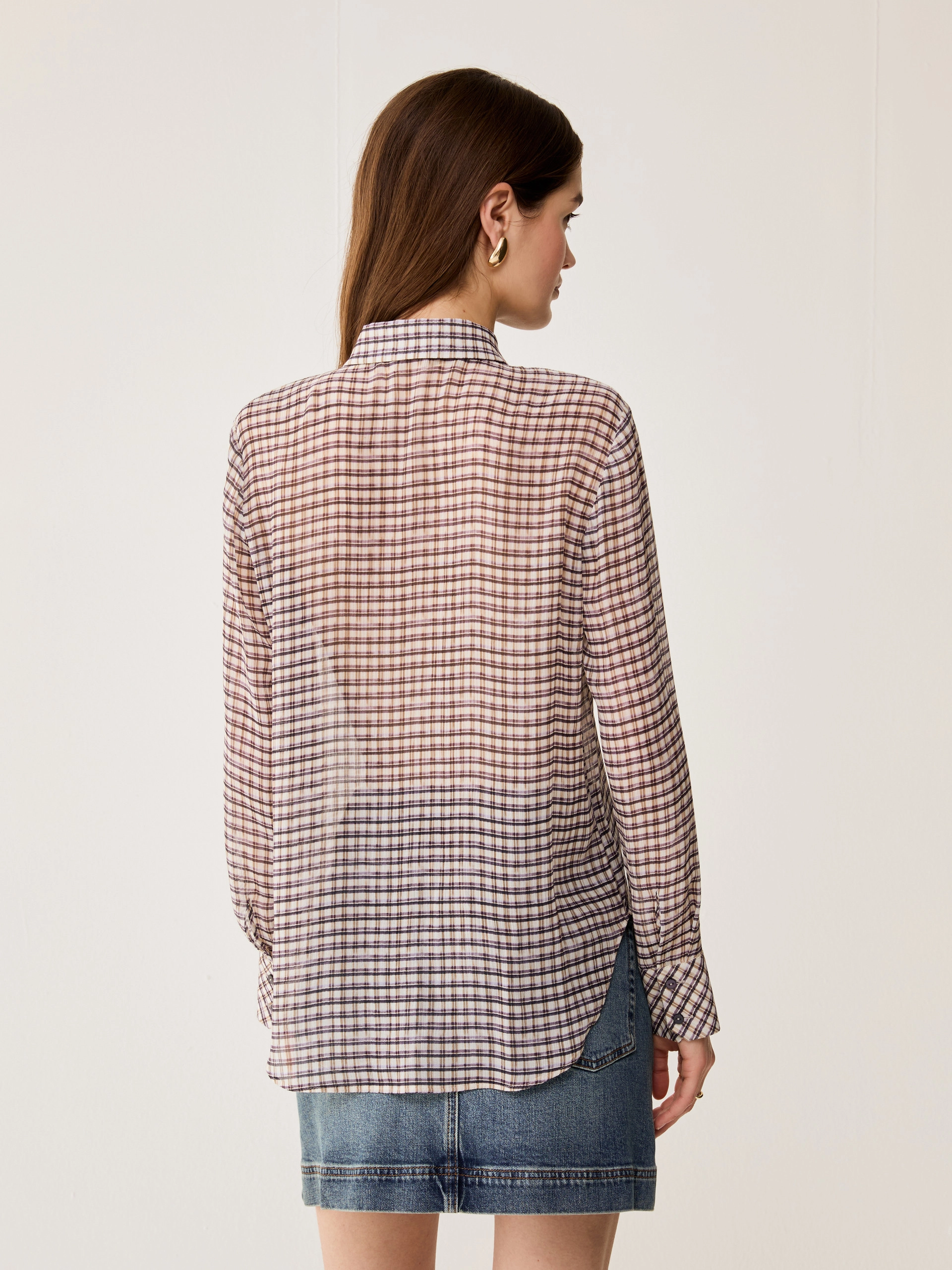 Camicia in crépon con ruches