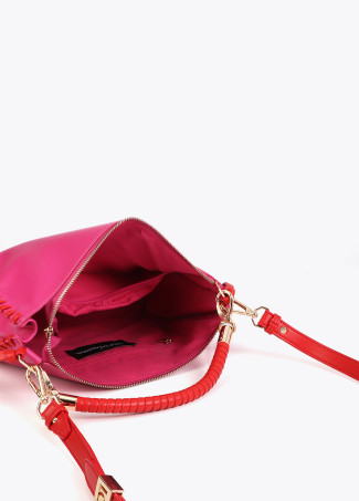 Borsa a mano con dettaglio intrecciato a contrasto