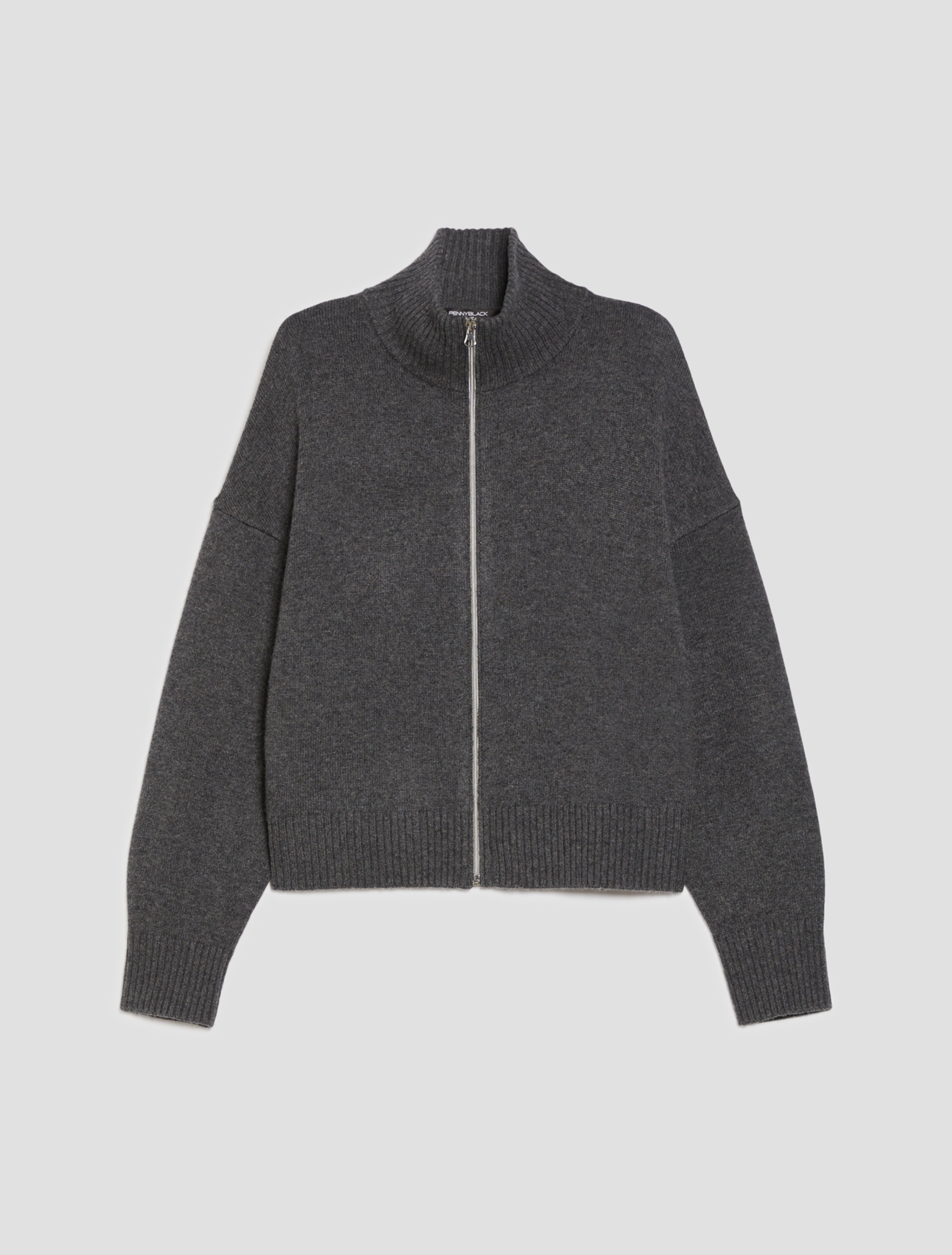 Cardigan zip in blend di lana