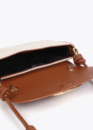 Borsa a tracolla con patta in similpelle bicolore