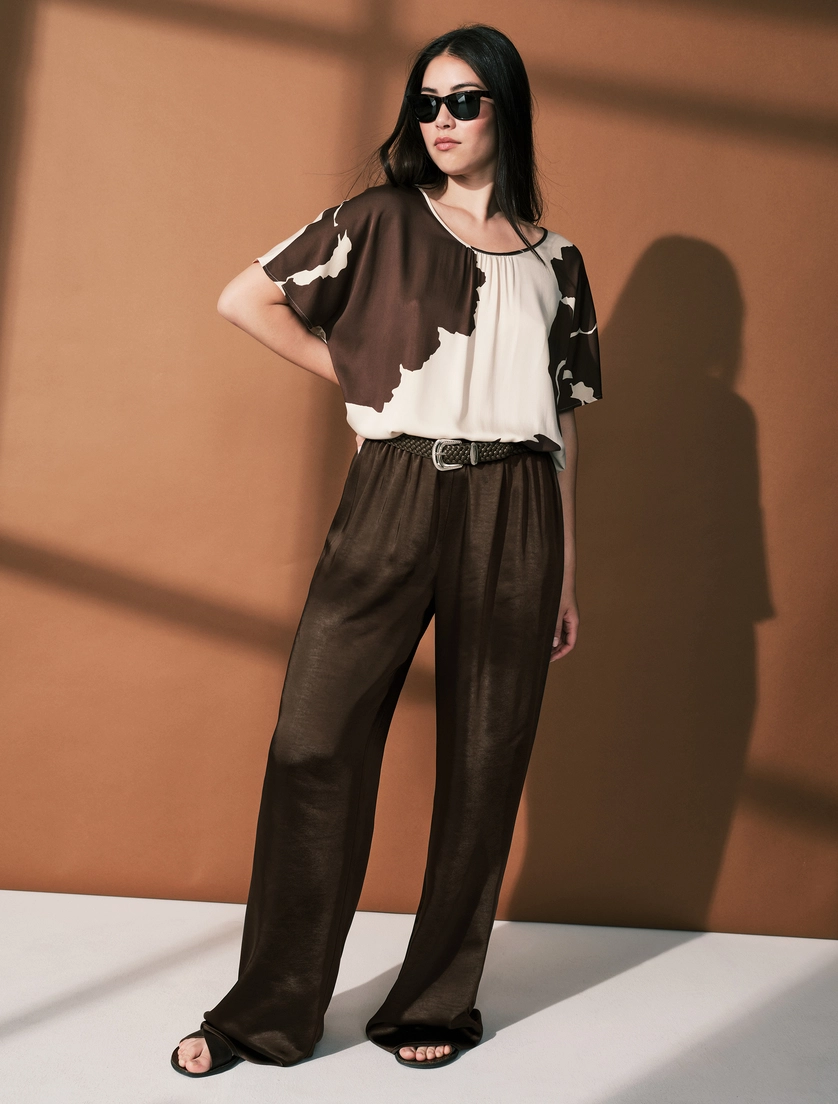 Top in raso di viscosa stampato