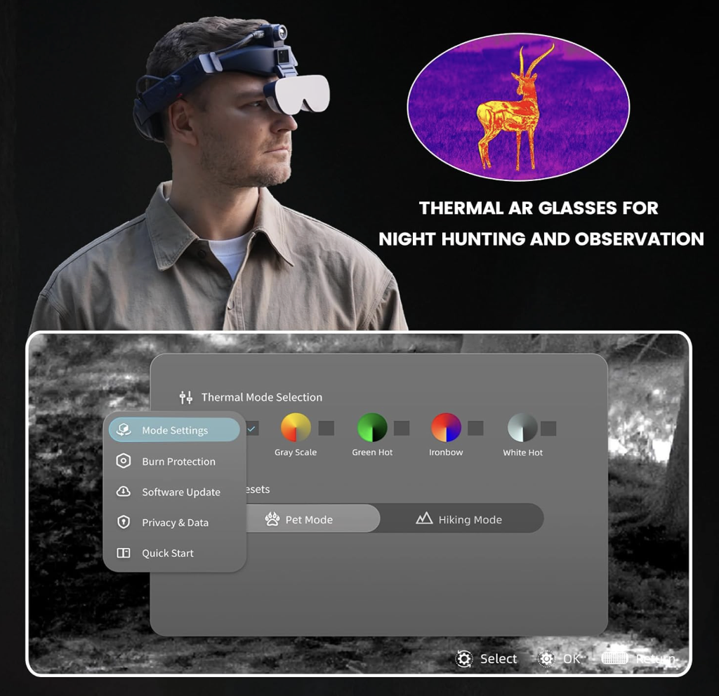 First Thermal Night Vision AR Glasses 384x288 Thermal Monocular 1500M Detection