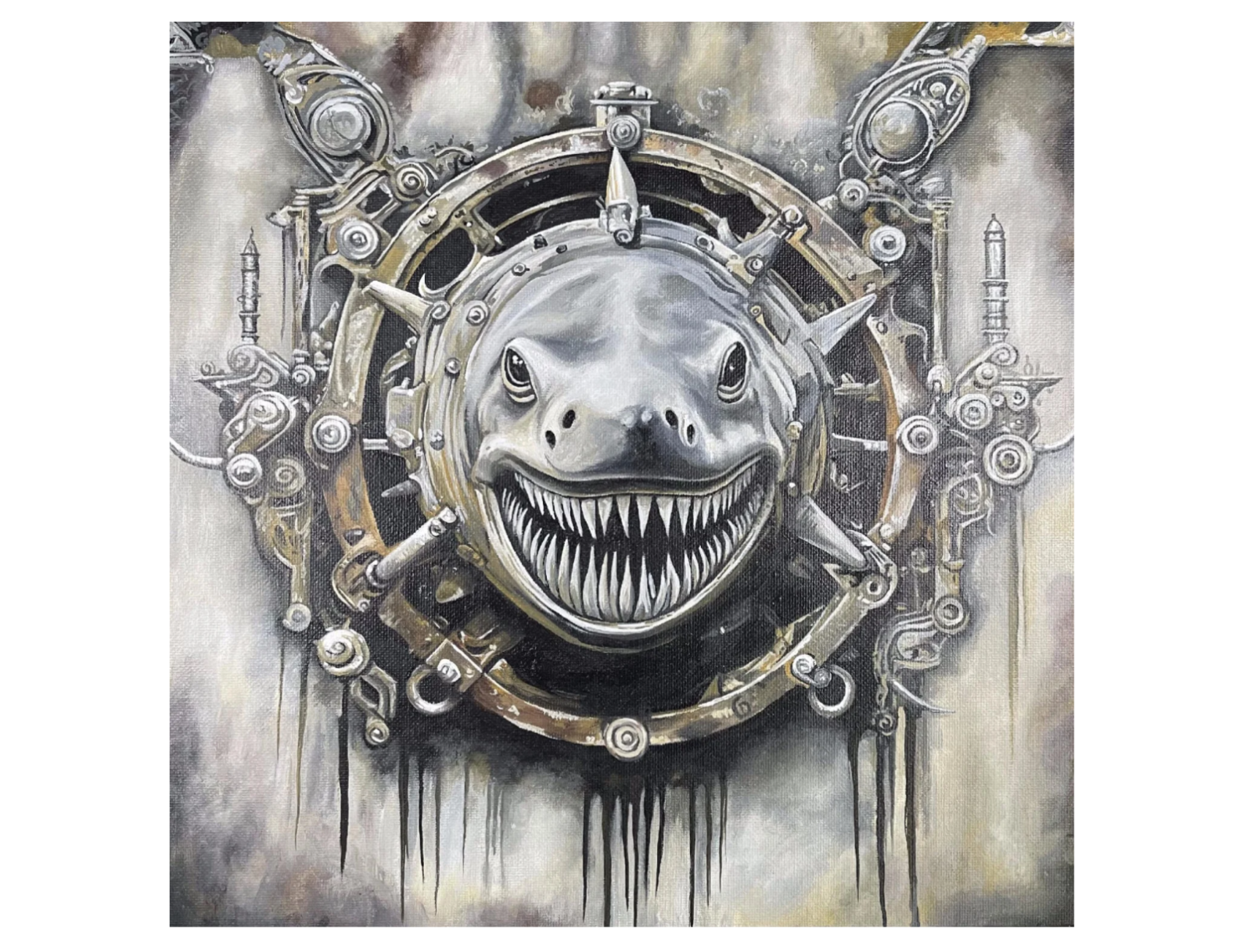 Steampunk Great White postcard