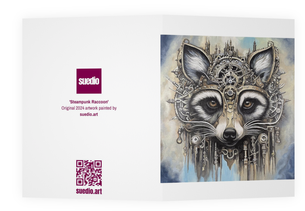 Steampunk Raccoon notecard