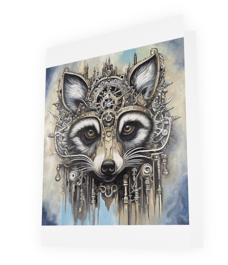 Steampunk Raccoon notecard