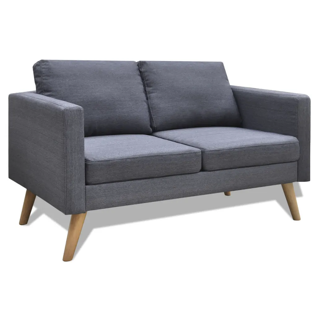 Dvivietė sofa, audinys, tamsiai pilka 
