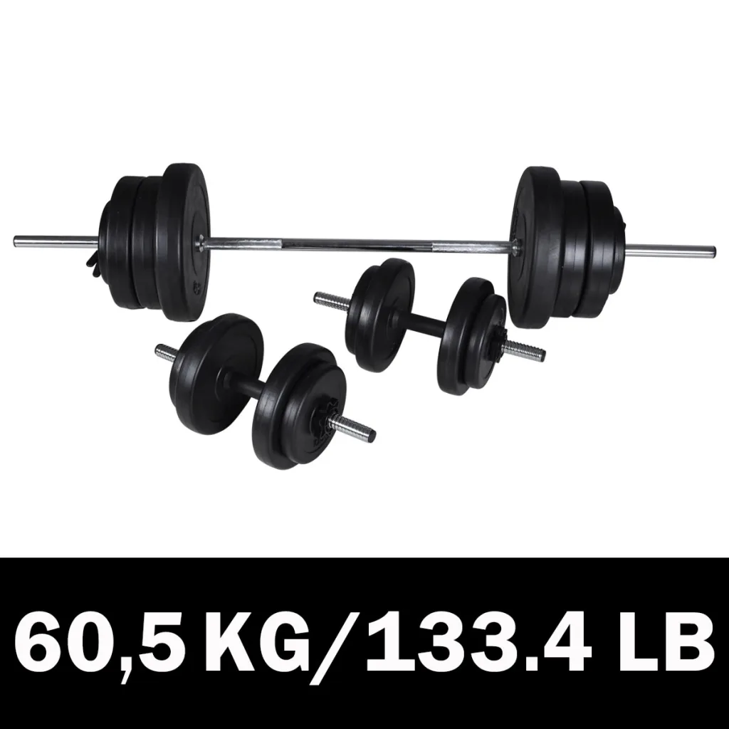 Štangos ir 2 hantelių rinkinys, 30,5 kg arba 60,5kg