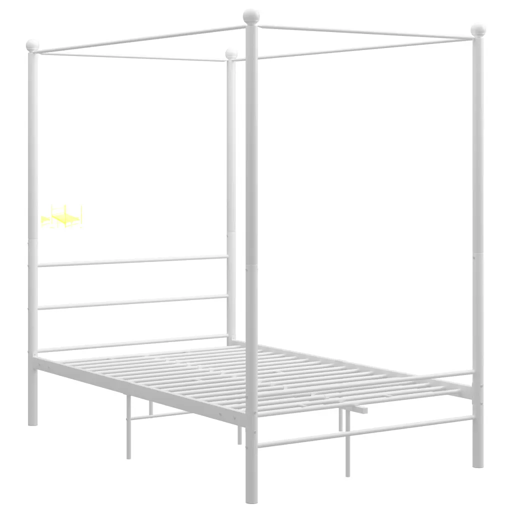 Lova su baldakimu, baltos spalvos, metalas