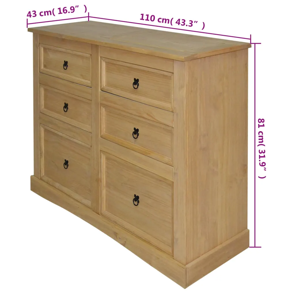 Šoninė spintelė, 110x43x81 cm, meksikinė pušis, Corona serija