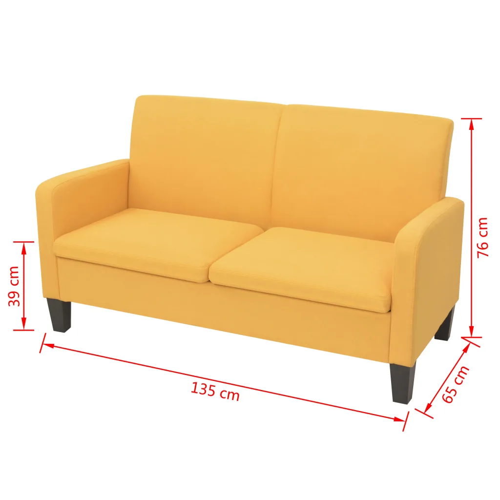 Dvivietė sofa, 135x65x76, geltona / šviesiai pilka / tamsiai pilka