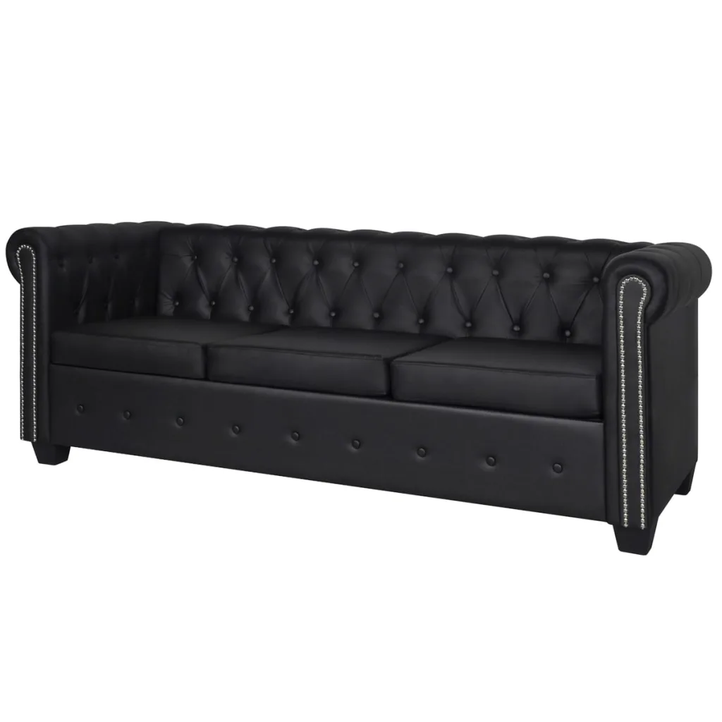 Chesterfield trivietė sofa, dirbtinė oda