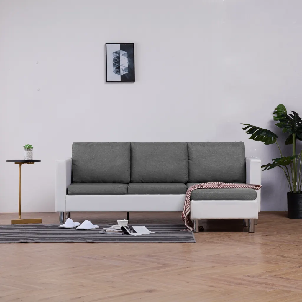 Trivietė sofa su pagalvėlėmis, dirbtinė oda