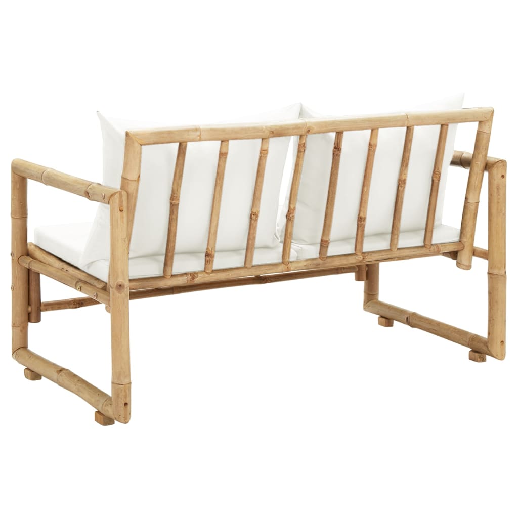 Dvivietė sodo sofa su pagalvėlėmis, pilkos spalvos, bambukas