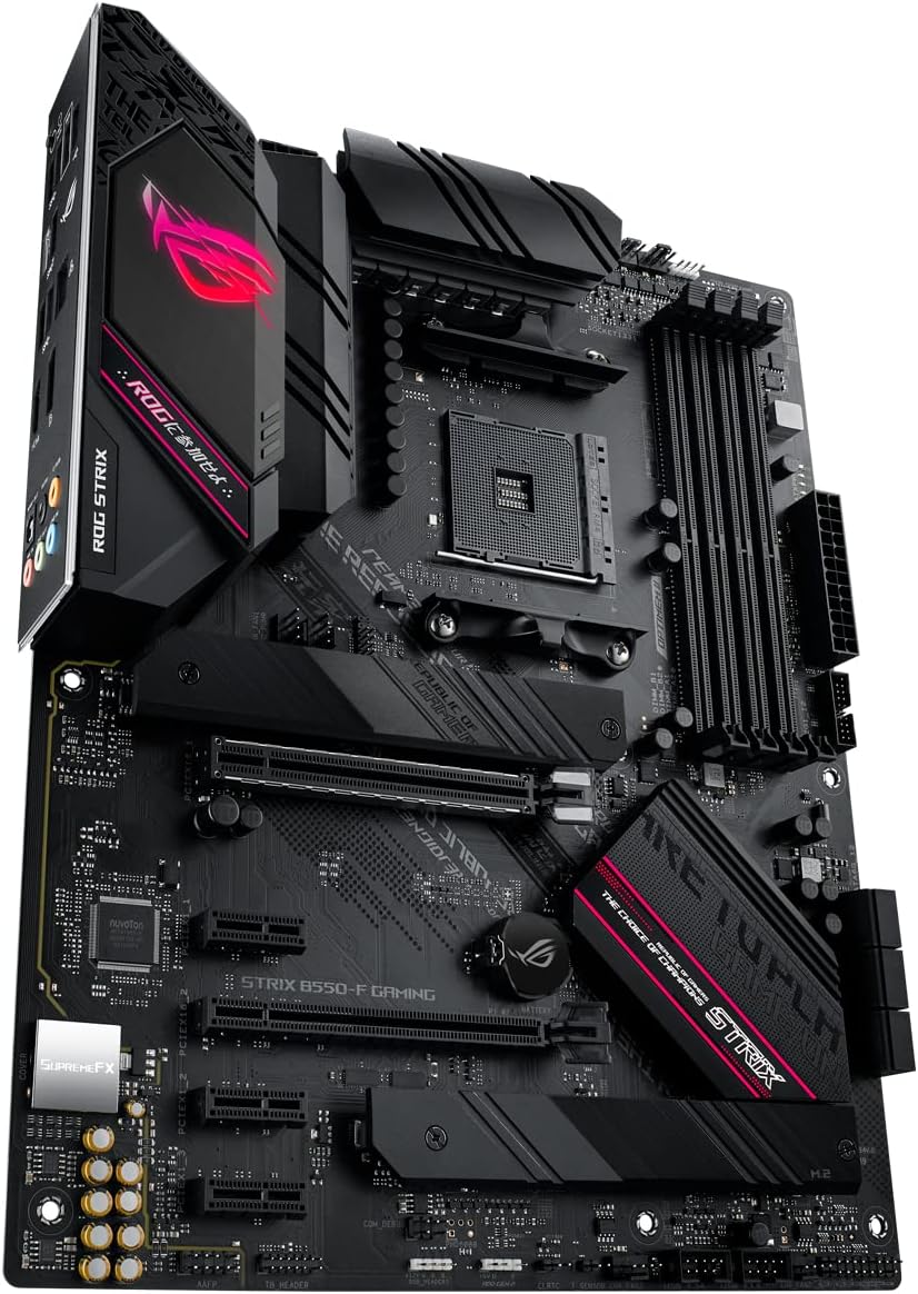 ASUS ROG Strix B550-F Gaming - Placa Base Gaming ATX AMD AM4 con VRM de 14 Fases, PCIe 4.0, Intel 2,5 GB LAN, Dual M.2, Micrófono cancelación Ruido, USB 3.2 Gen 2 e iluminación RGB Aura Sync