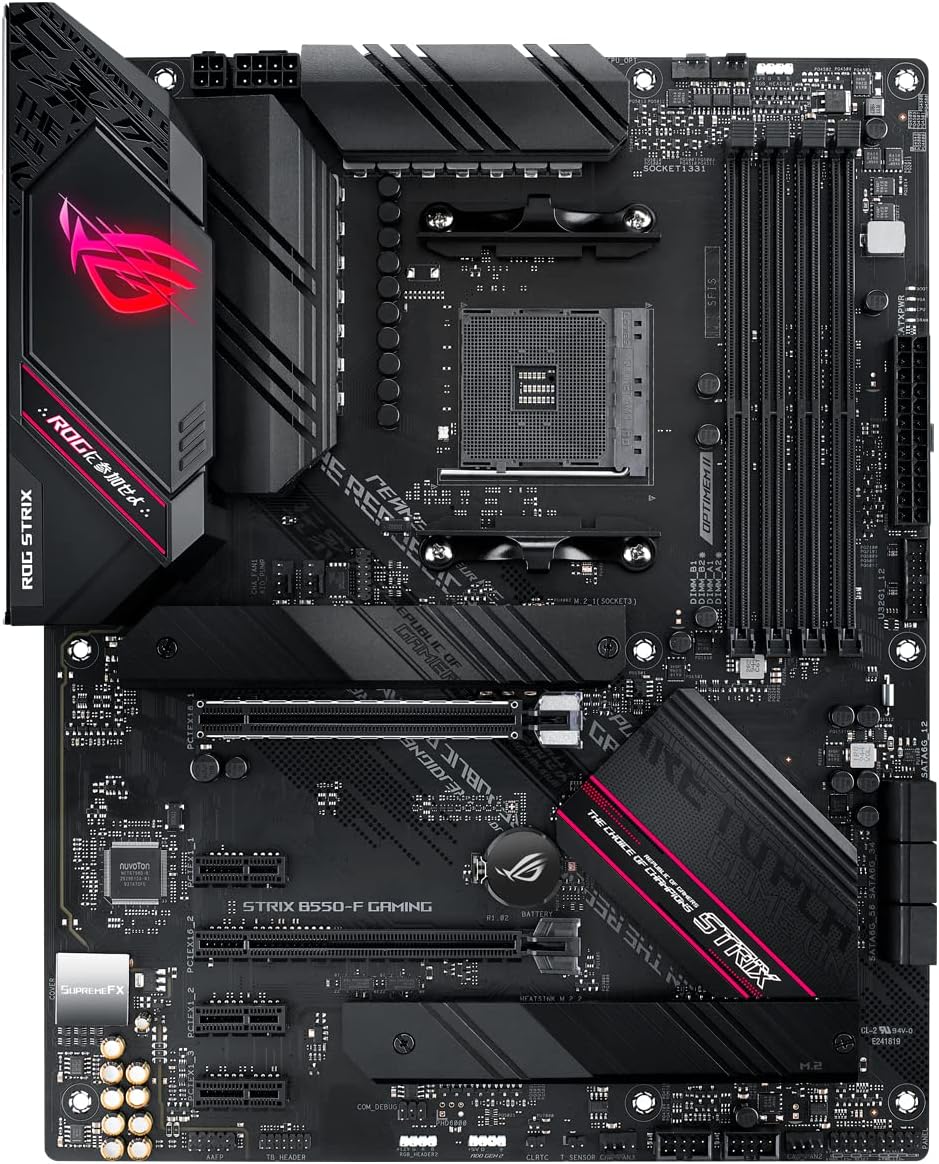 ASUS ROG Strix B550-F Gaming - Placa Base Gaming ATX AMD AM4 con VRM de 14 Fases, PCIe 4.0, Intel 2,5 GB LAN, Dual M.2, Micrófono cancelación Ruido, USB 3.2 Gen 2 e iluminación RGB Aura Sync