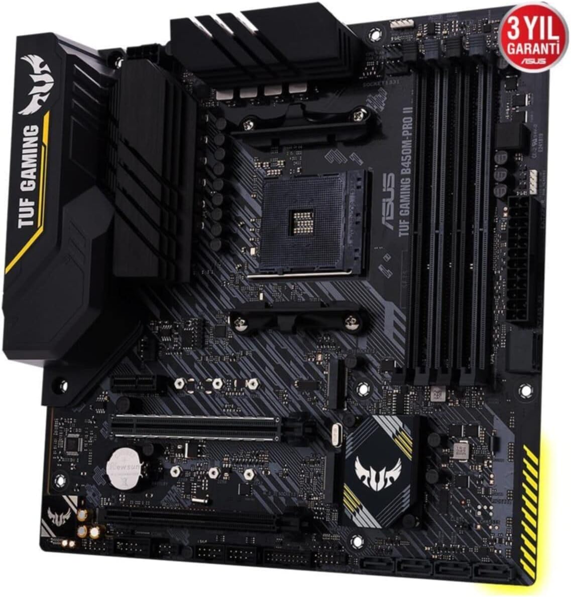 Asus TUF Gaming B450M-PRO II - Placa Base de Gaming ATX AM4 AMD B450 con Dos M.2, PCIe 3.0, Cancelación de Ruido por IA, HDMI, DisplayPort, USB 3.2 Gen 2 de Tipo A y C y Aura Sync RGB