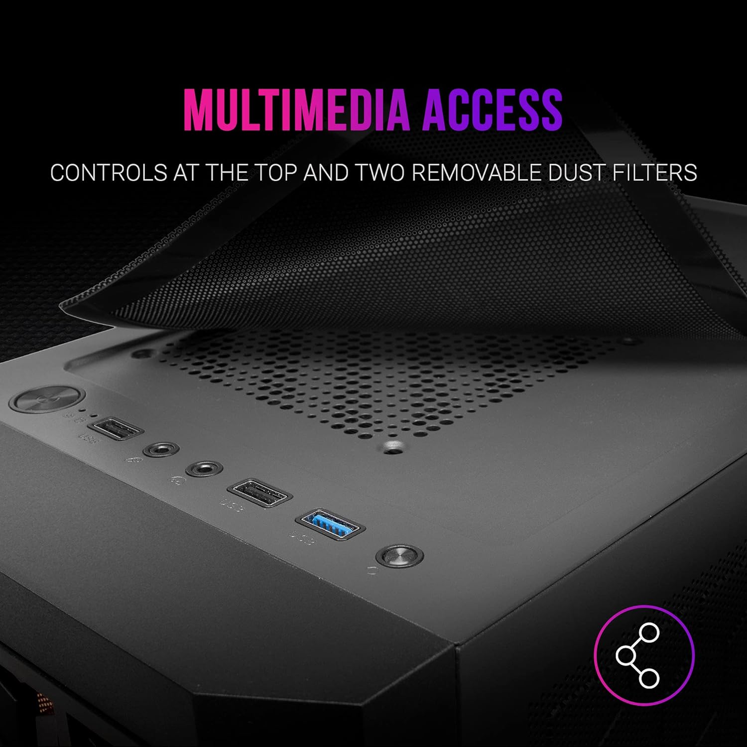 MARSGAMING MCMESH Negro, Caja PC Gaming, Micro ATX, Diseño Mesh Total, 3x Ventilador FRGB
