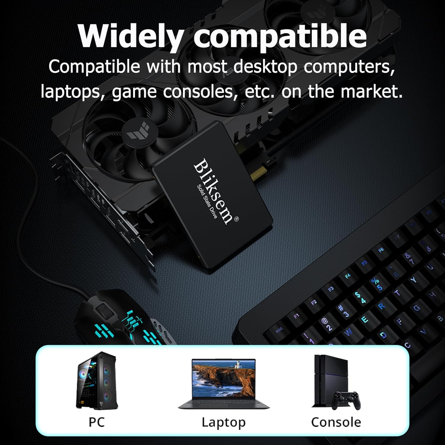 Bliksem KD650 SSD 512 GB SATA III 6 GB/s - Disco Duro SSD Interno de 2,5 Pulgadas, Velocidad de Lectura de hasta 550 MB/s, Compatible con Ordenadores de Escritorio y portátiles (Negro 512 GB)