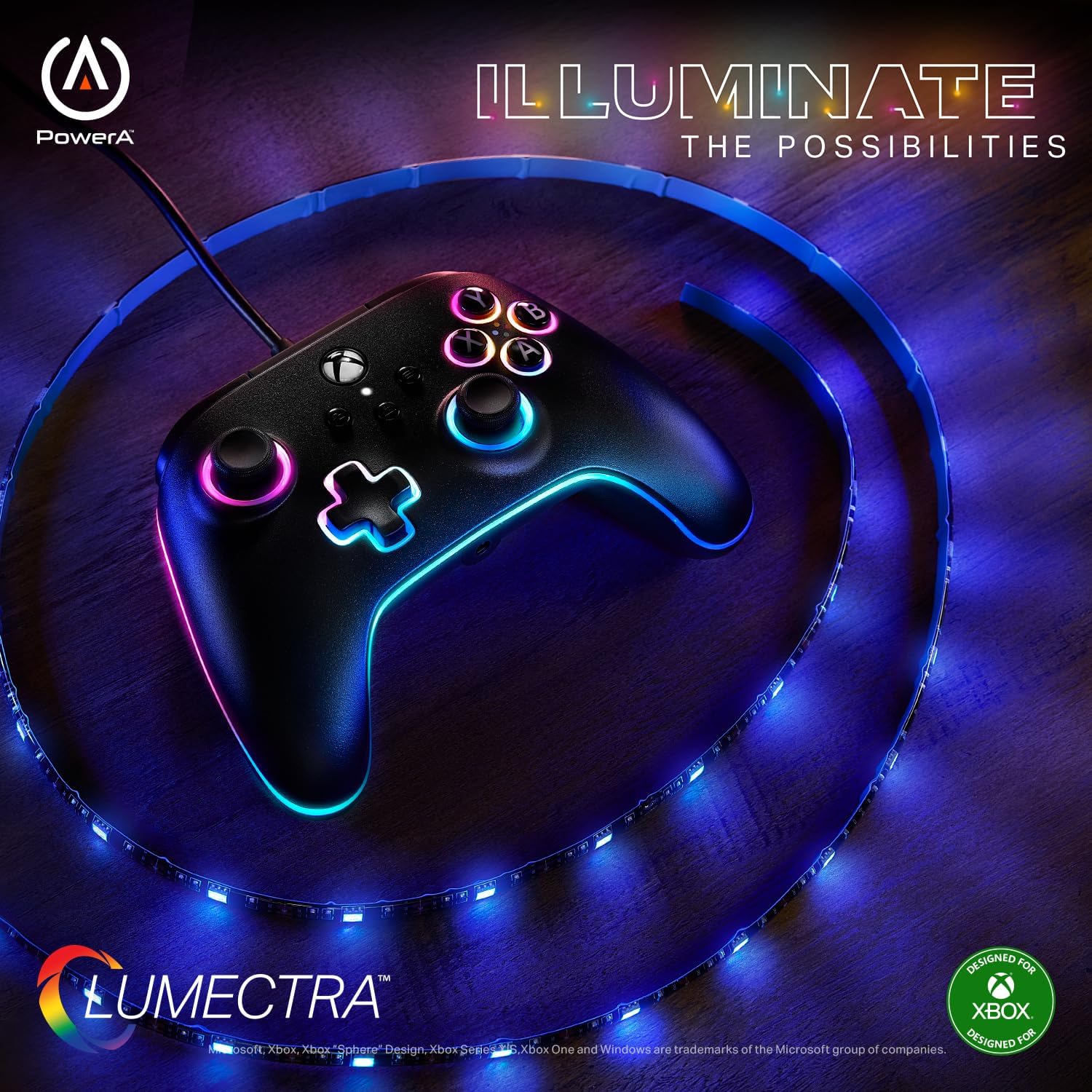 Mando con cable PowerA Advantage para Xbox Series X|S con Lumectra - Negro