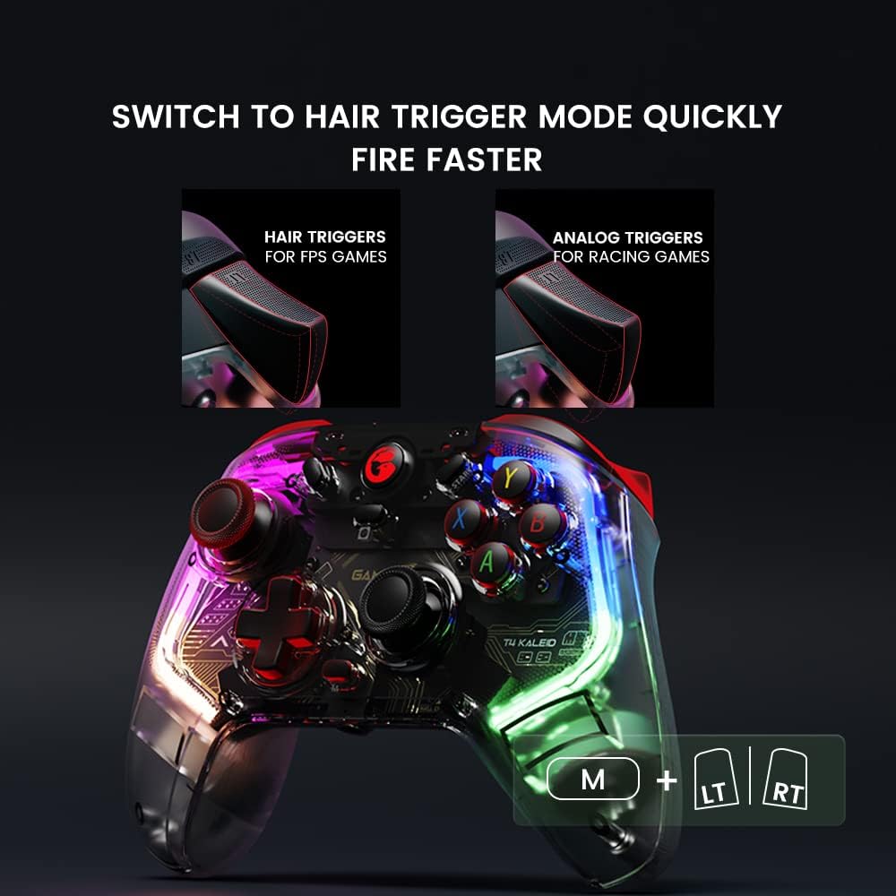 GameSir T4 Kaleid Transparent PC Controller, Mando de Juegos con Cable para PC/Switch/Android TV Box