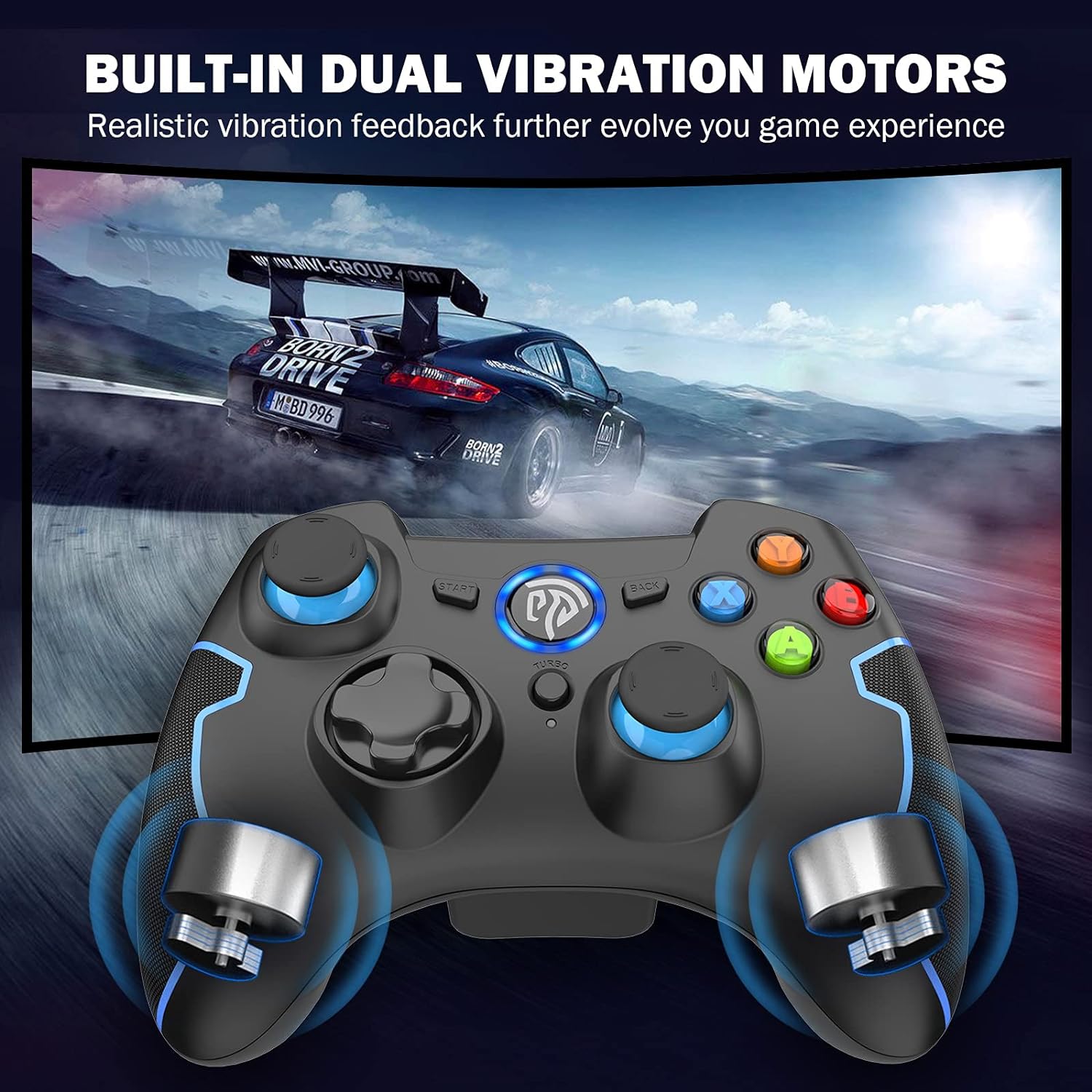 REDSTORM Mando PC,Paquete de 2, Mando USB, Gamepad de Windows con Vibración Dual, Función Turbo, para PS3 / Android/Windows