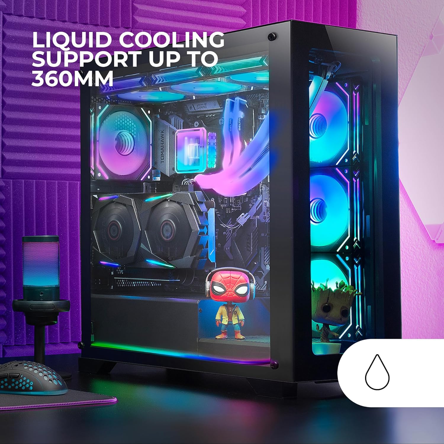 Mars Gaming MC-XP, Caja Custom E-ATX, Doble Ventana Cristal Templado, Soporte Refrigeración Líquida Completo
