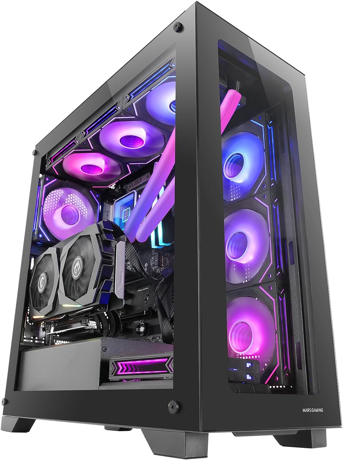 Mars Gaming MC-XP, Caja Custom E-ATX, Doble Ventana Cristal Templado, Soporte Refrigeración Líquida Completo