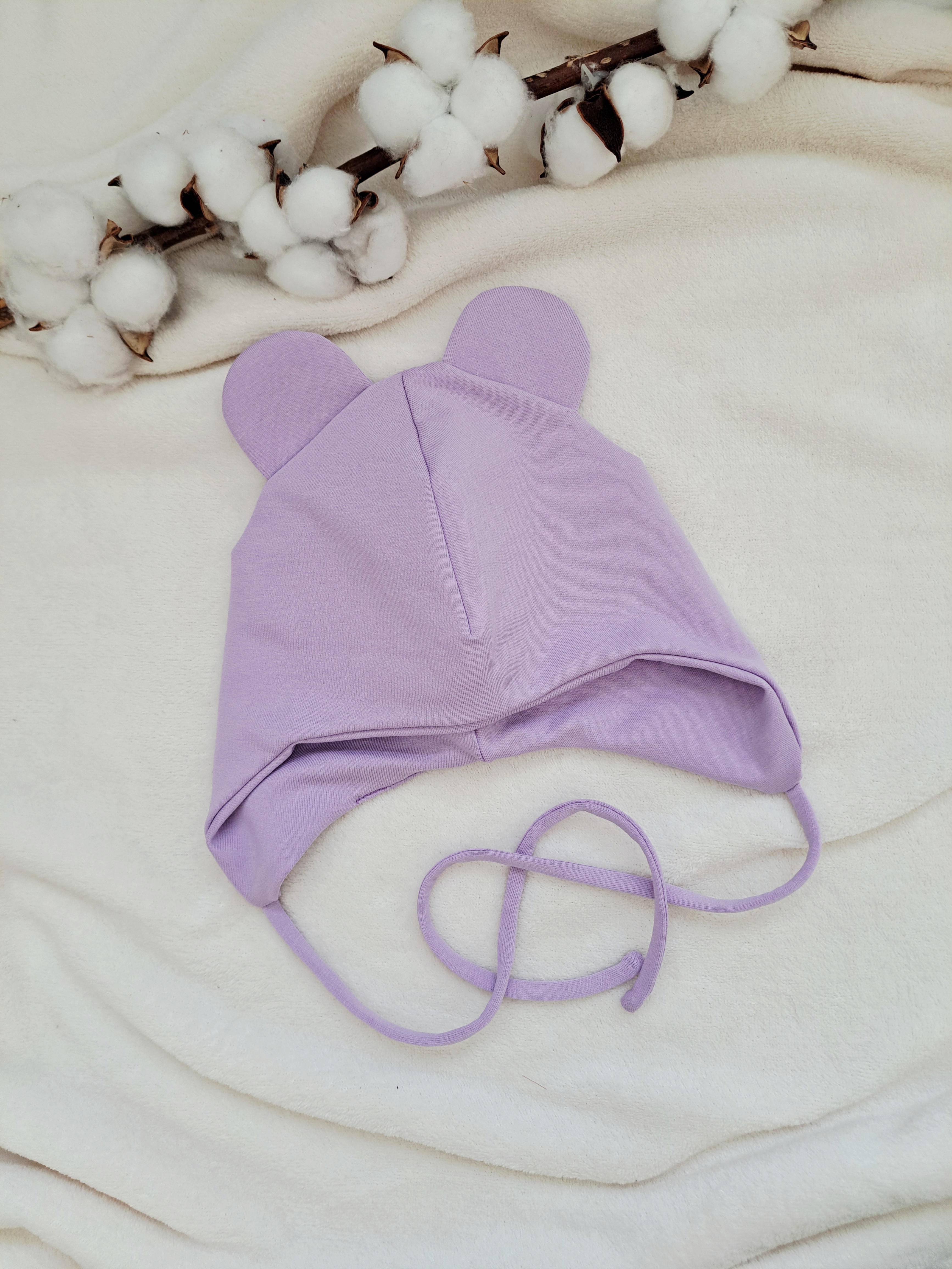 Kepurė su raišteliais, alyvinė 