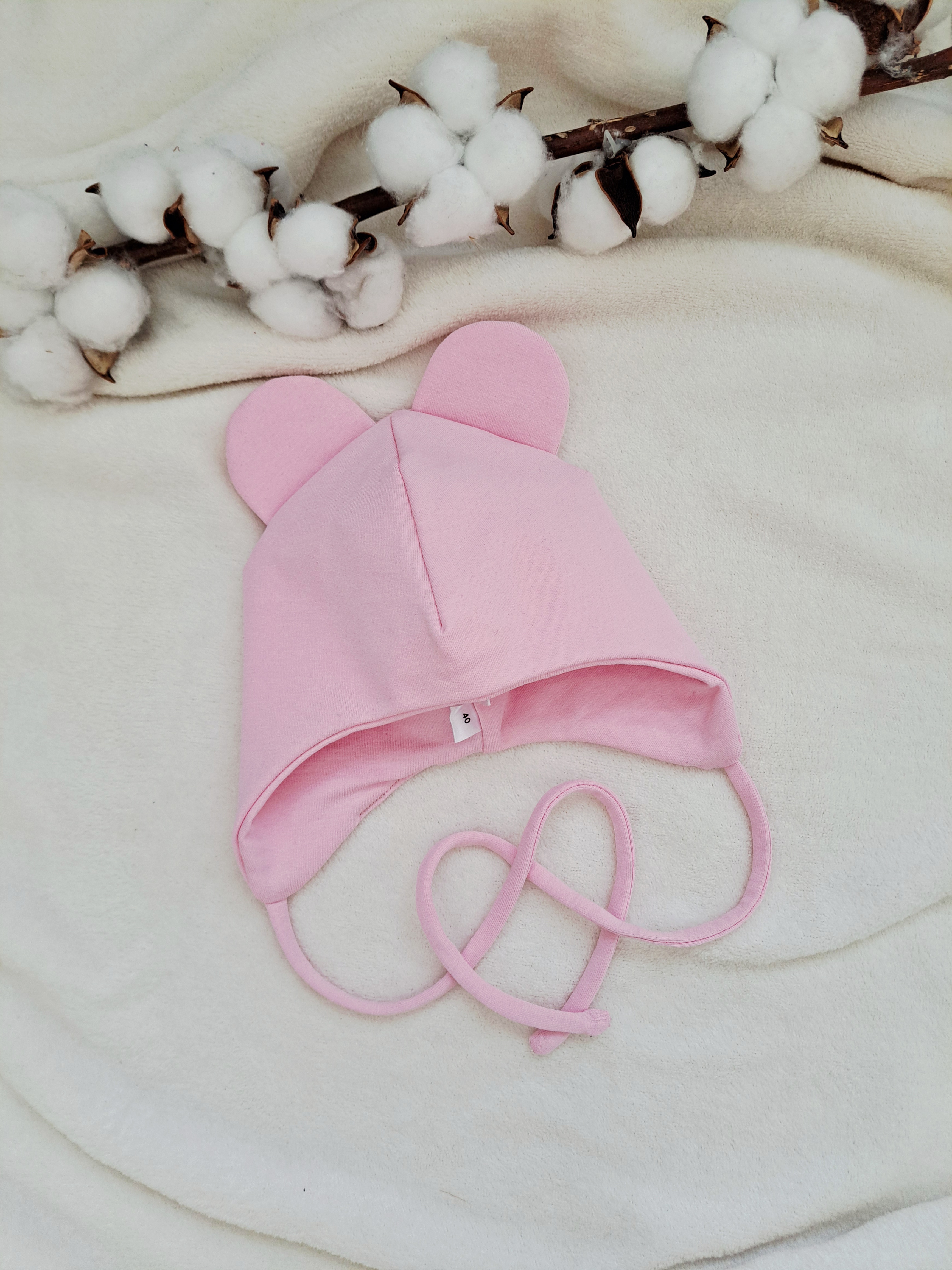 Kepurė su raišteliais, rožinė 