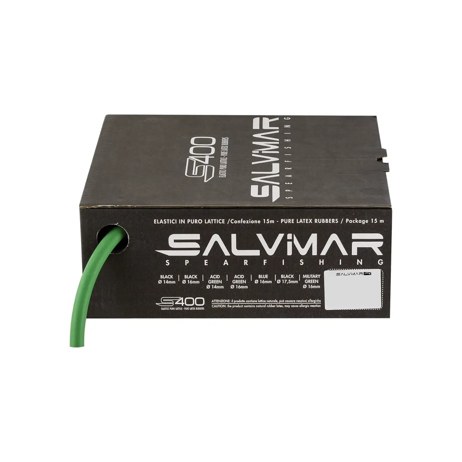 SALVIMAR RUBBER S400 ACID GREEN 14MM BOX 15mt