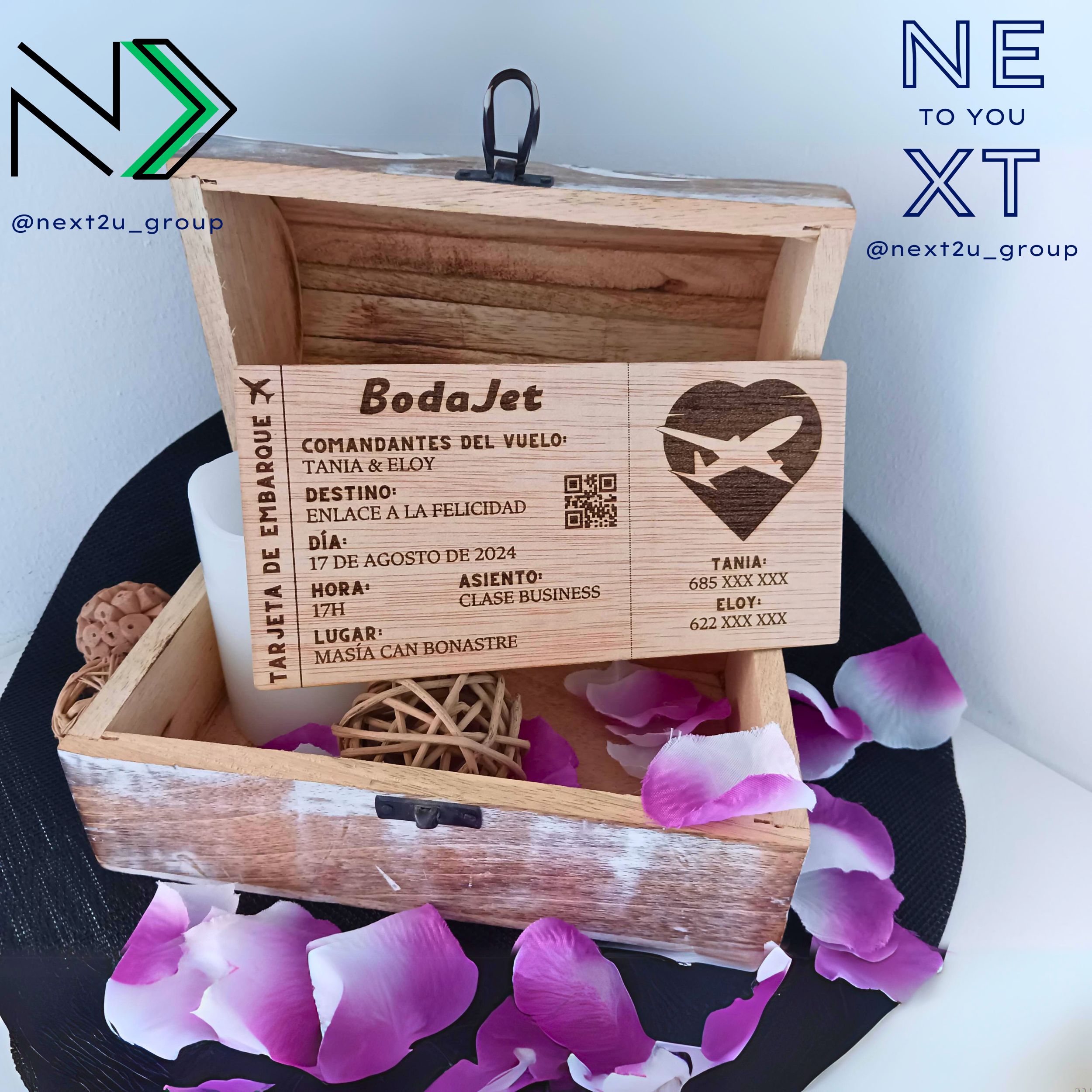 Invitación de madera 20x10cms