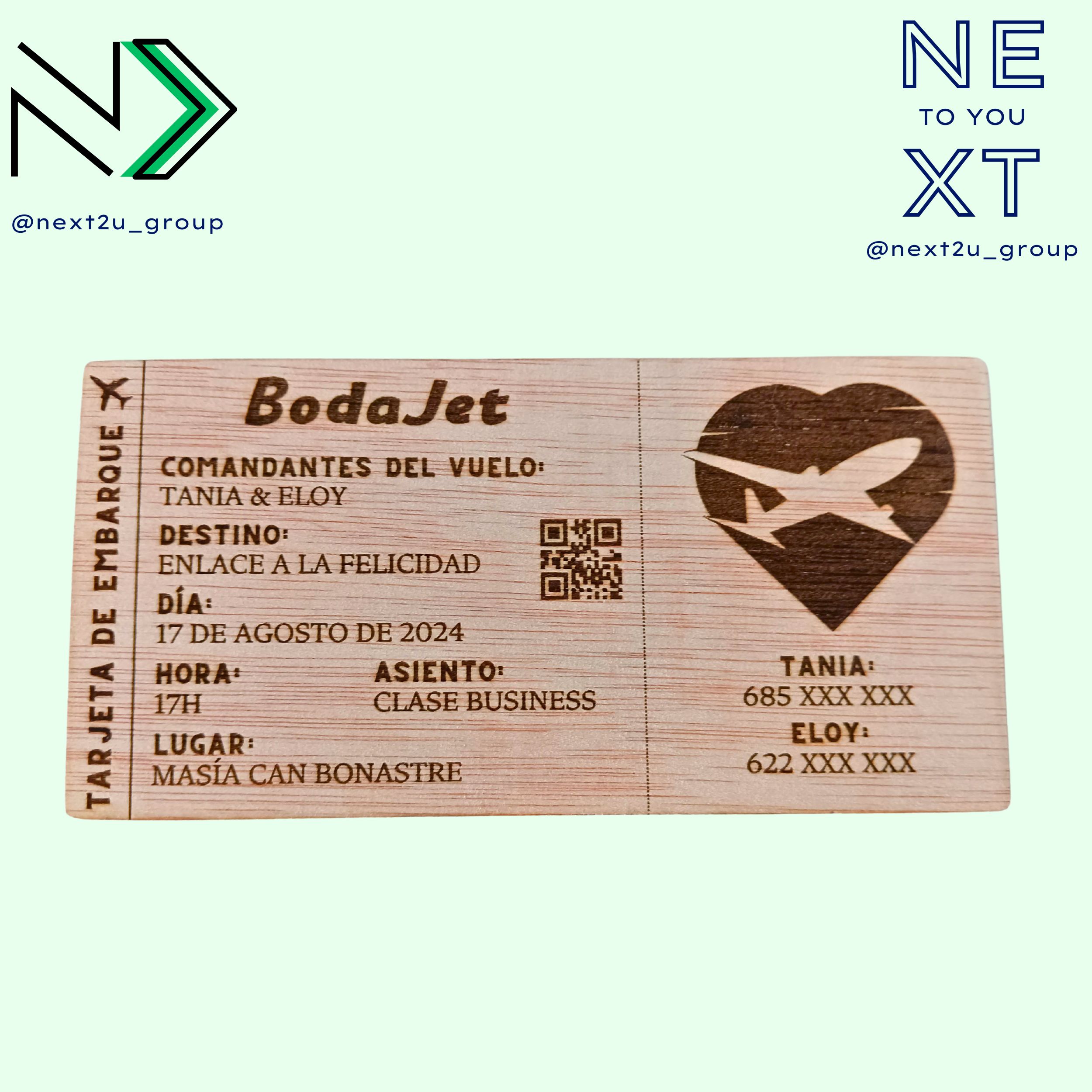 Invitación de madera 20x10cms