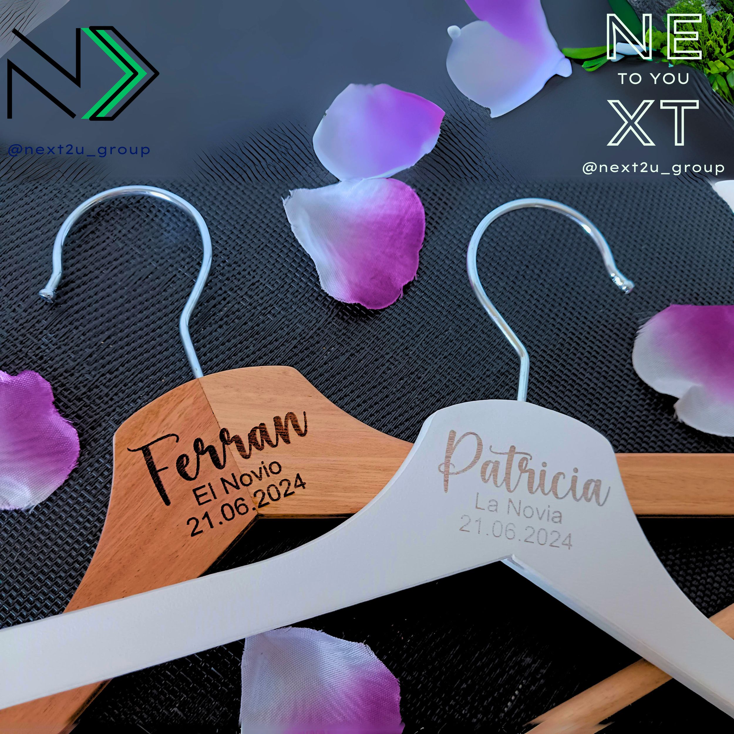 Percha grabada personalizada para Bodas