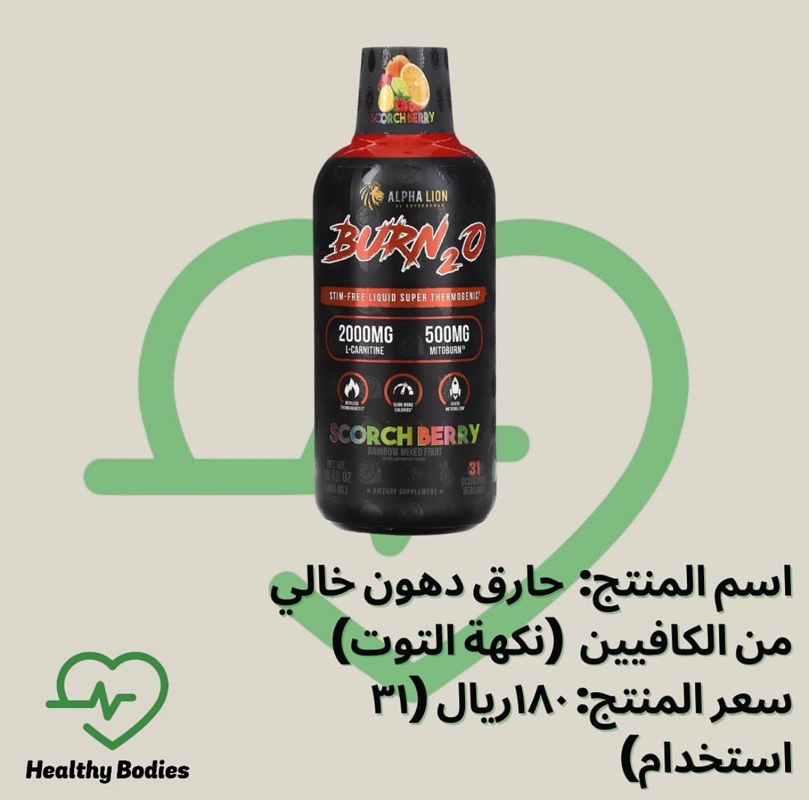 L-Carnitine + Fat Burner (Non-Stim) [31 Servings]