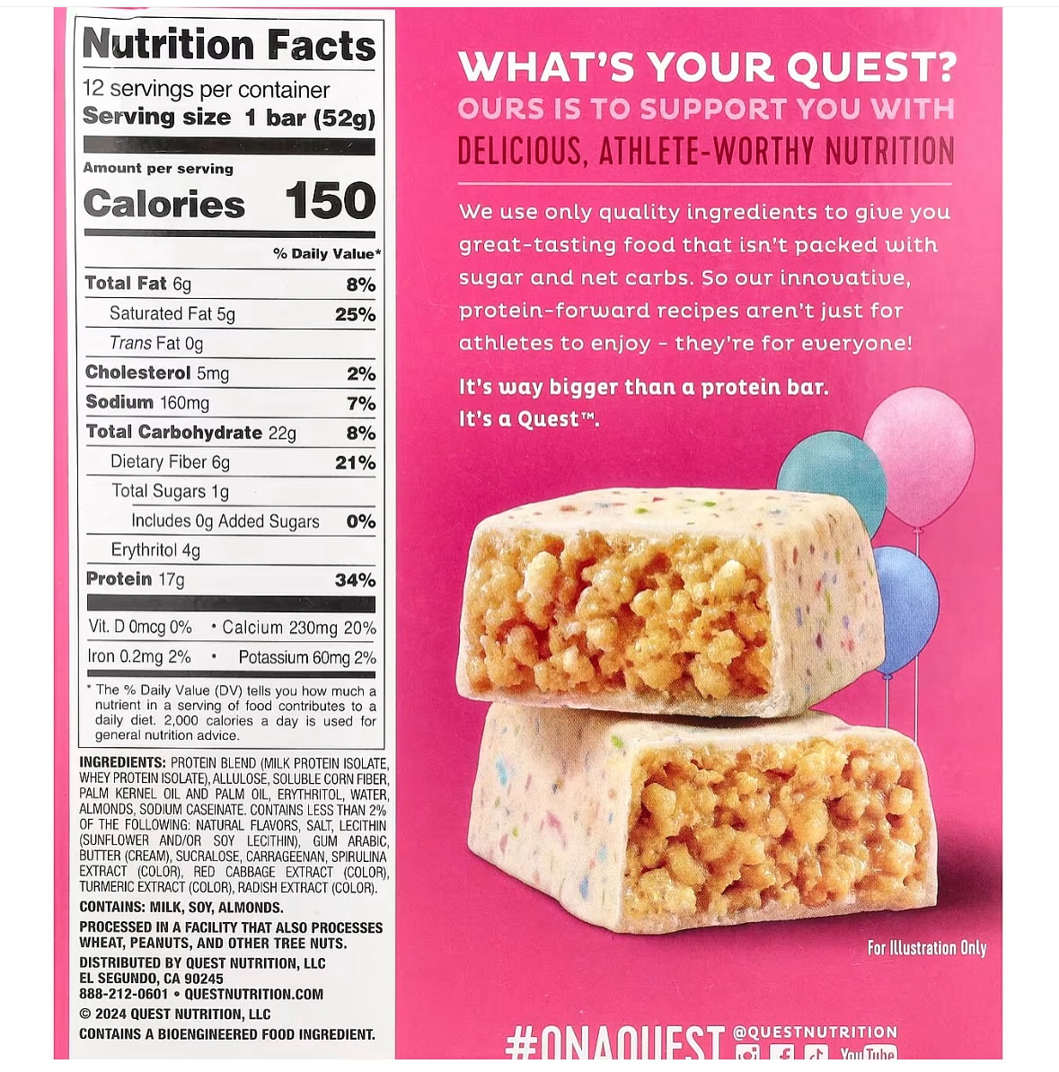 Quest Hero Protein Bar BirthdayCake 