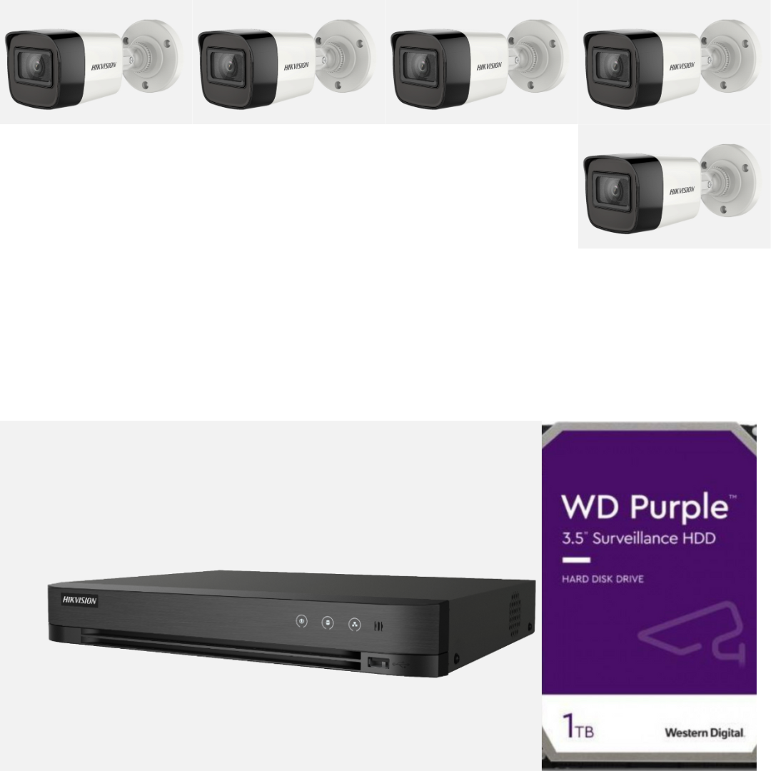 باقة 5 كاميرات رقمية هيكفيجن دقة 5 ميجا