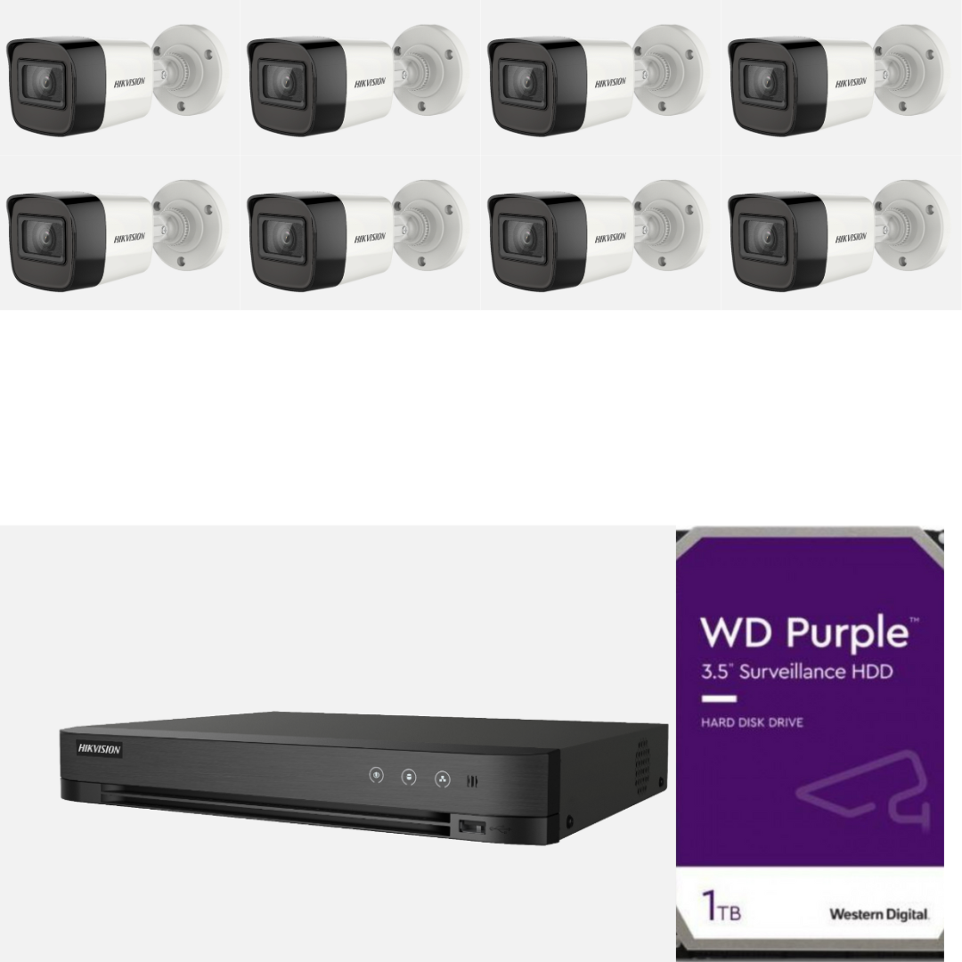 باقة 8 كاميرات رقمية هيكفيجن دقة 8 ميجا